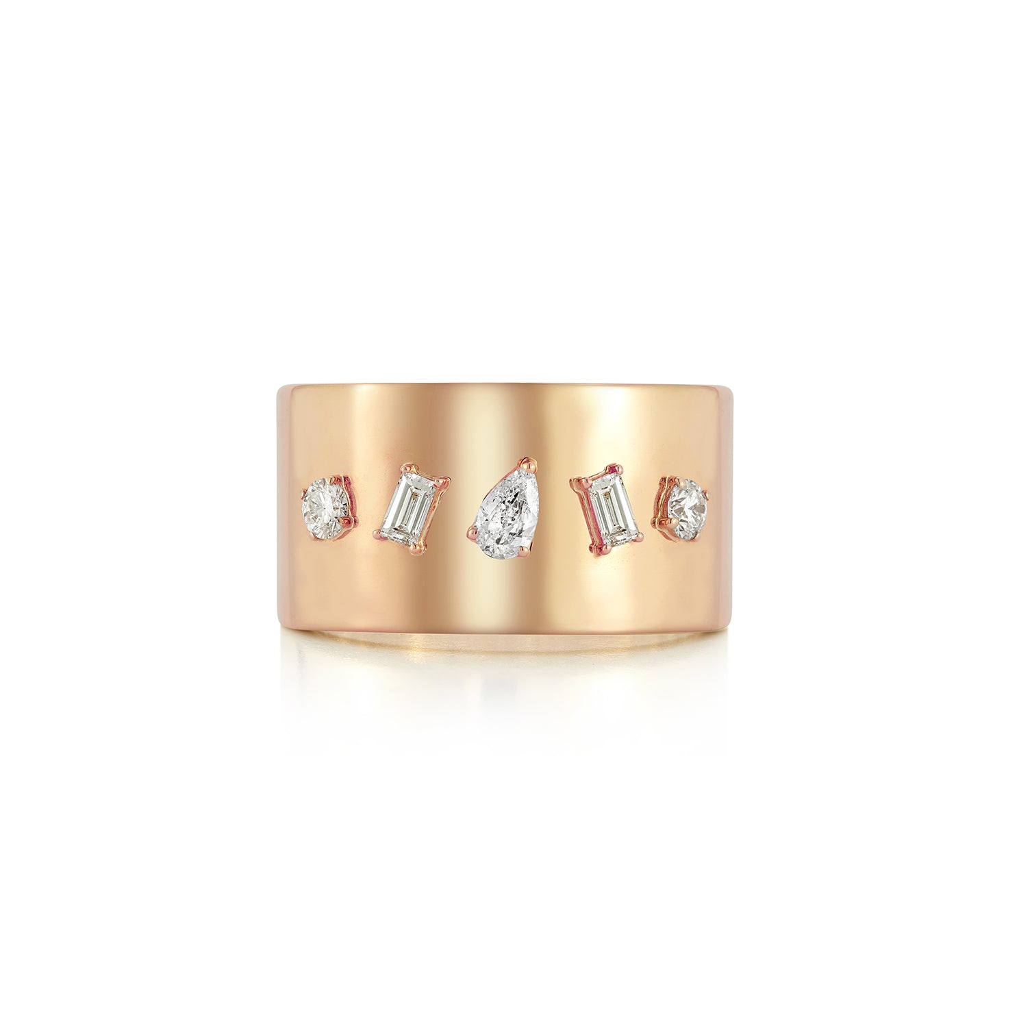 Diamond Multifaceted Cigar Ring