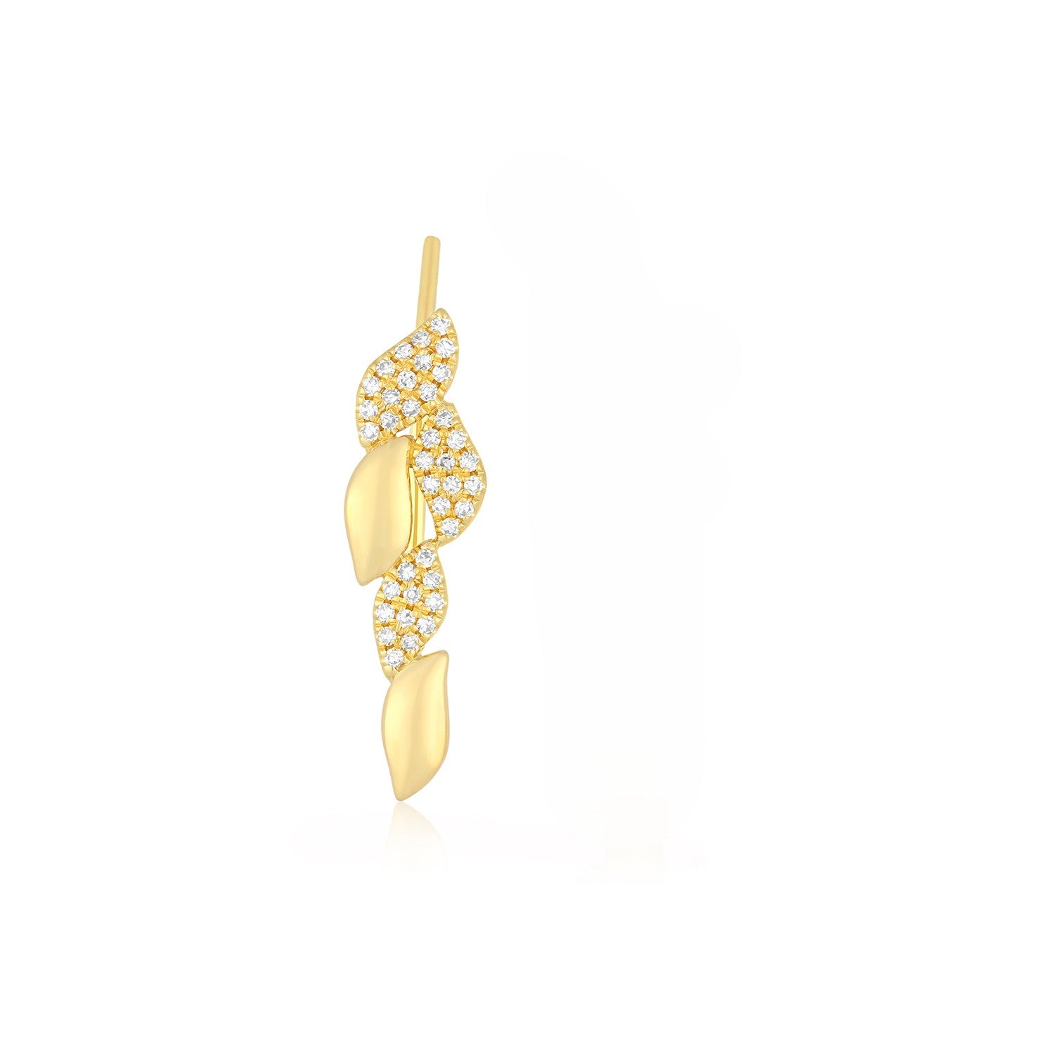 Pavé Diamond & Gold Leaf Ear Climber