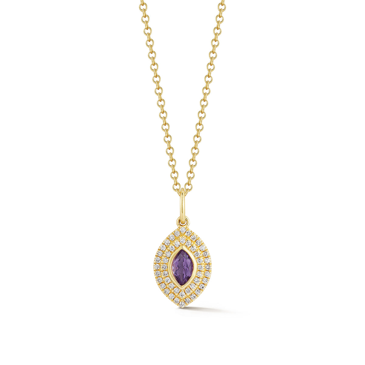 Diamond & Marquise Amethyst Gem Necklace