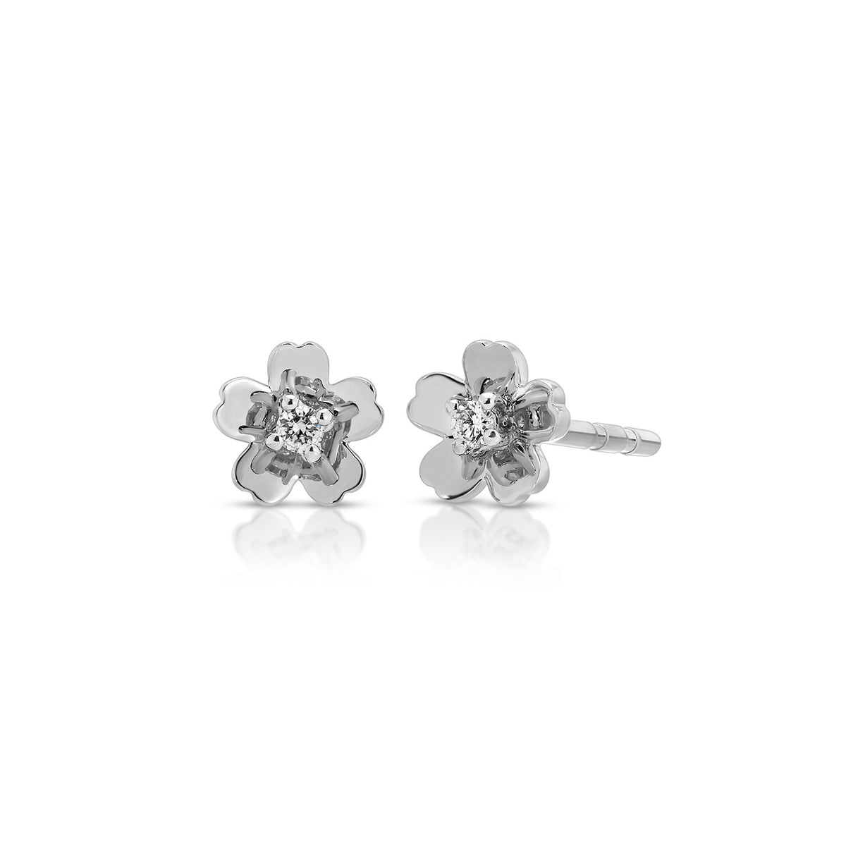 Gold and Diamond Mini Cherry Blossom Stud Earring