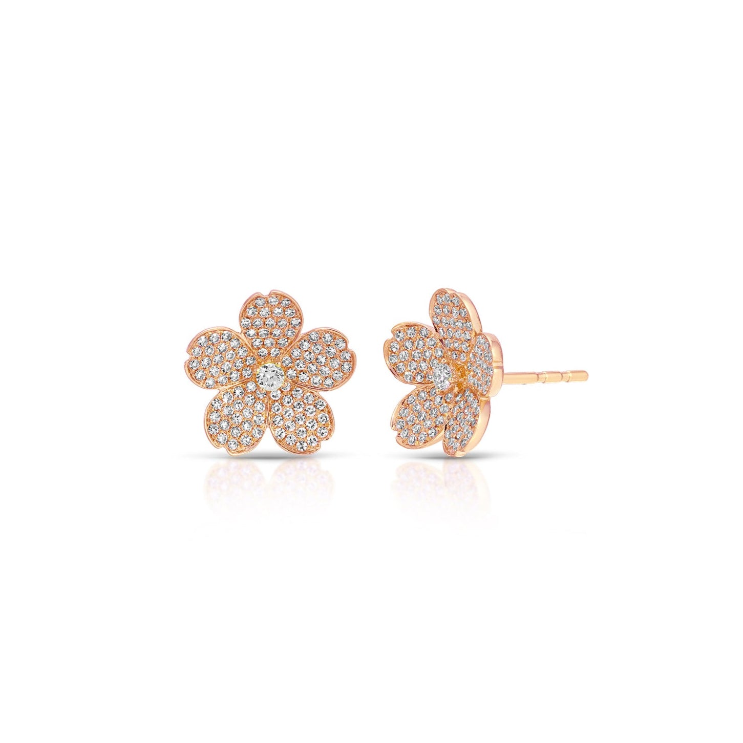 Diamond Cherry Blossom Stud Earrings