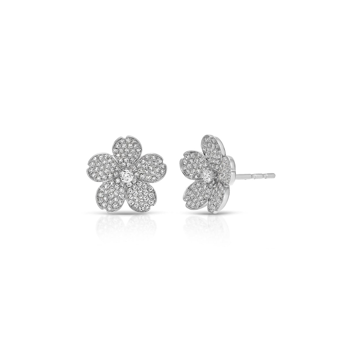 Diamond Cherry Blossom Stud Earrings