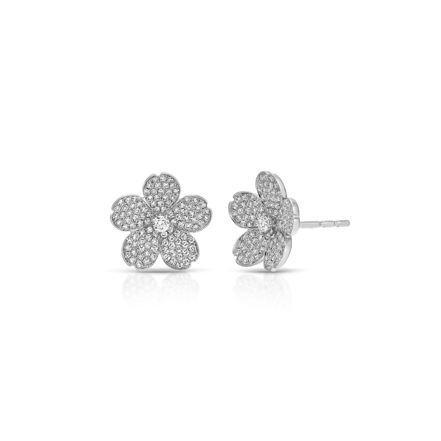 Diamond Cherry Blossom Stud Earrings
