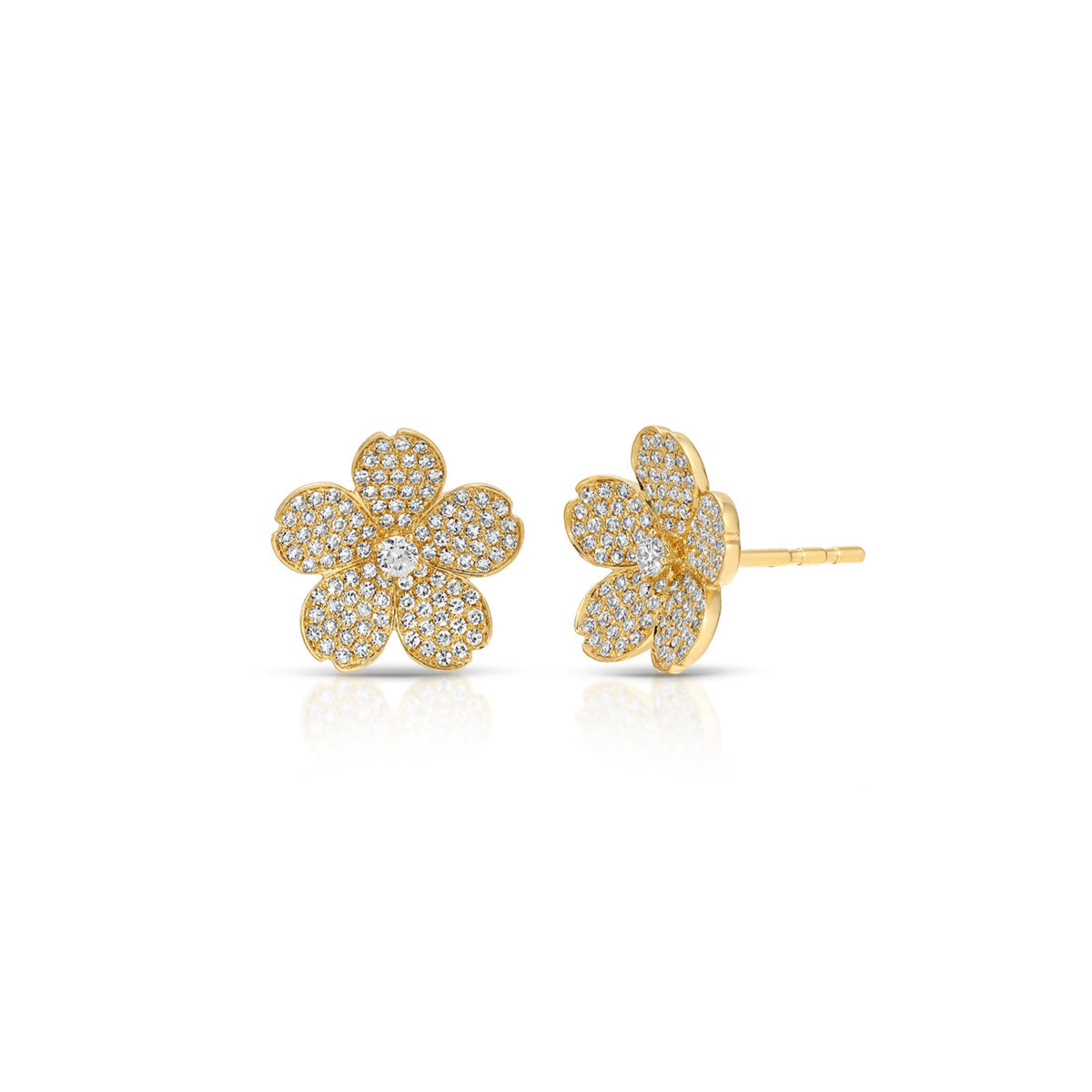 Diamond Cherry Blossom Stud Earrings