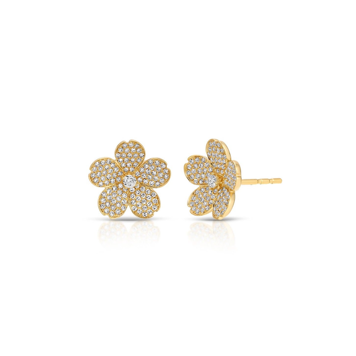 Diamond Cherry Blossom Stud Earrings