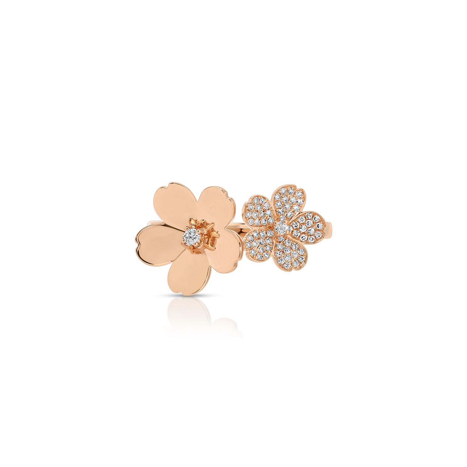 Diamond and Gold Double Cherry Blossom Ring