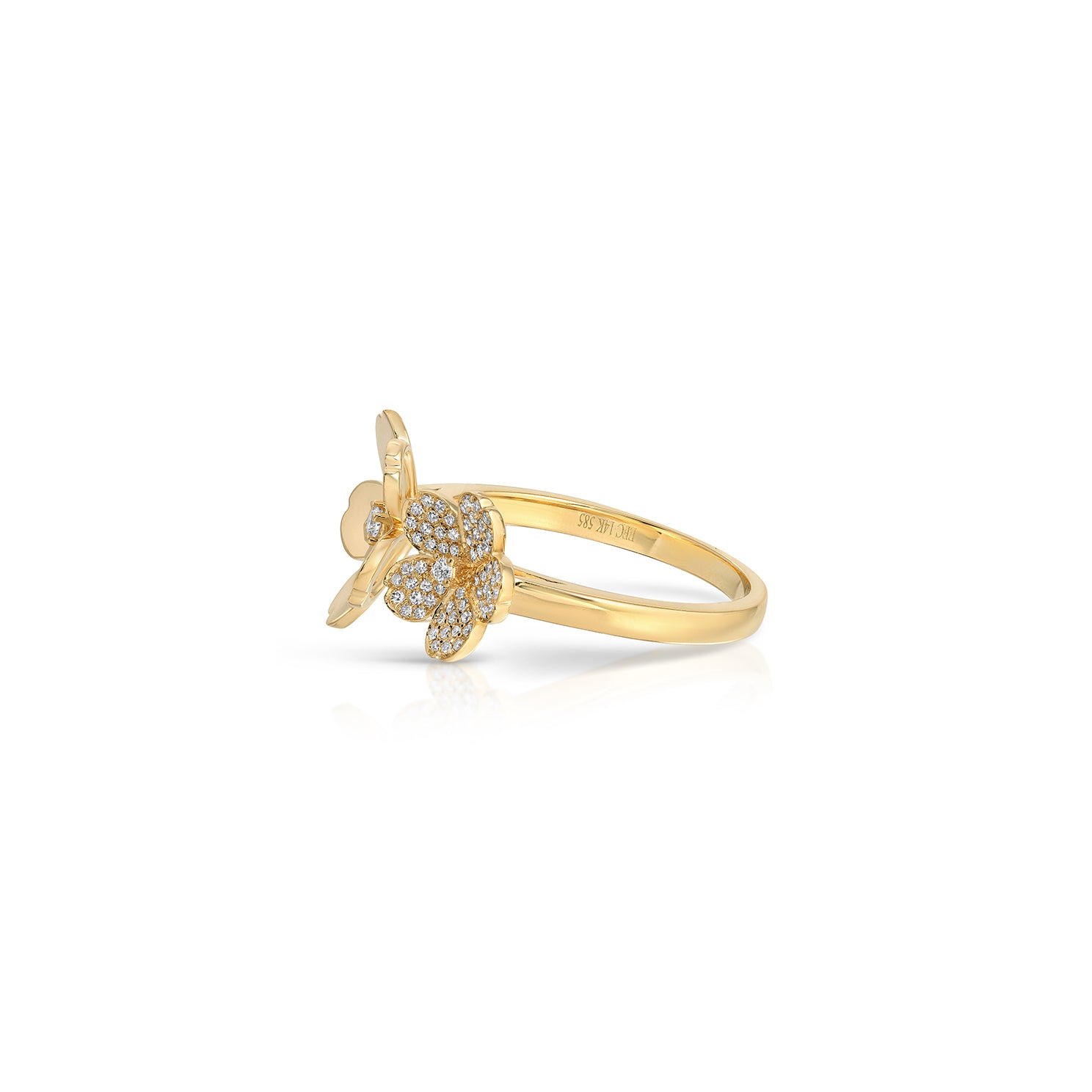 Diamond and Gold Double Cherry Blossom Ring