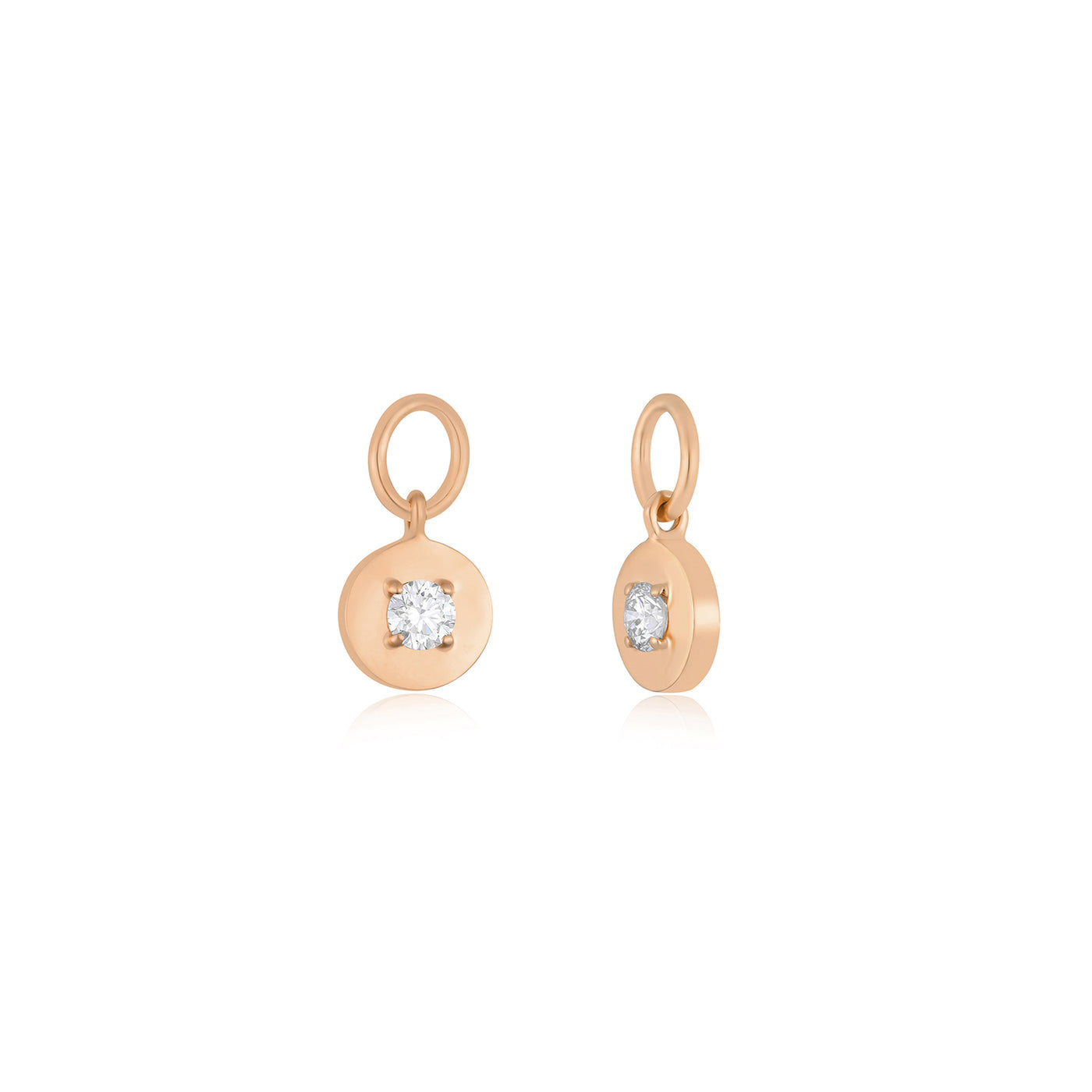 Gold Frame Round Diamond Huggie Charm