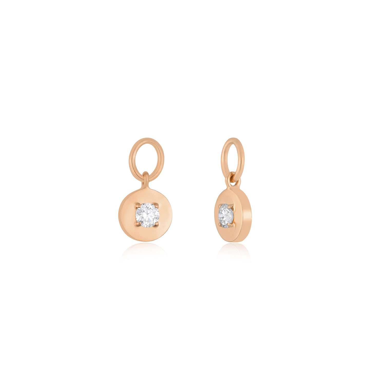 Gold Frame Round Diamond Huggie Charm