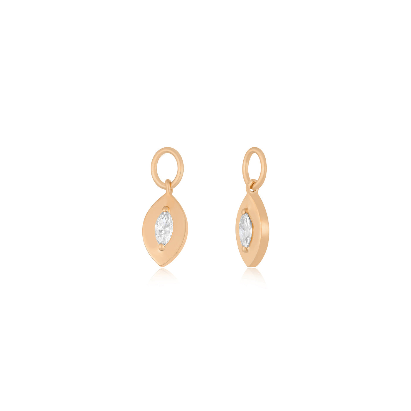 Gold Frame Marquise Diamond Huggie Charm