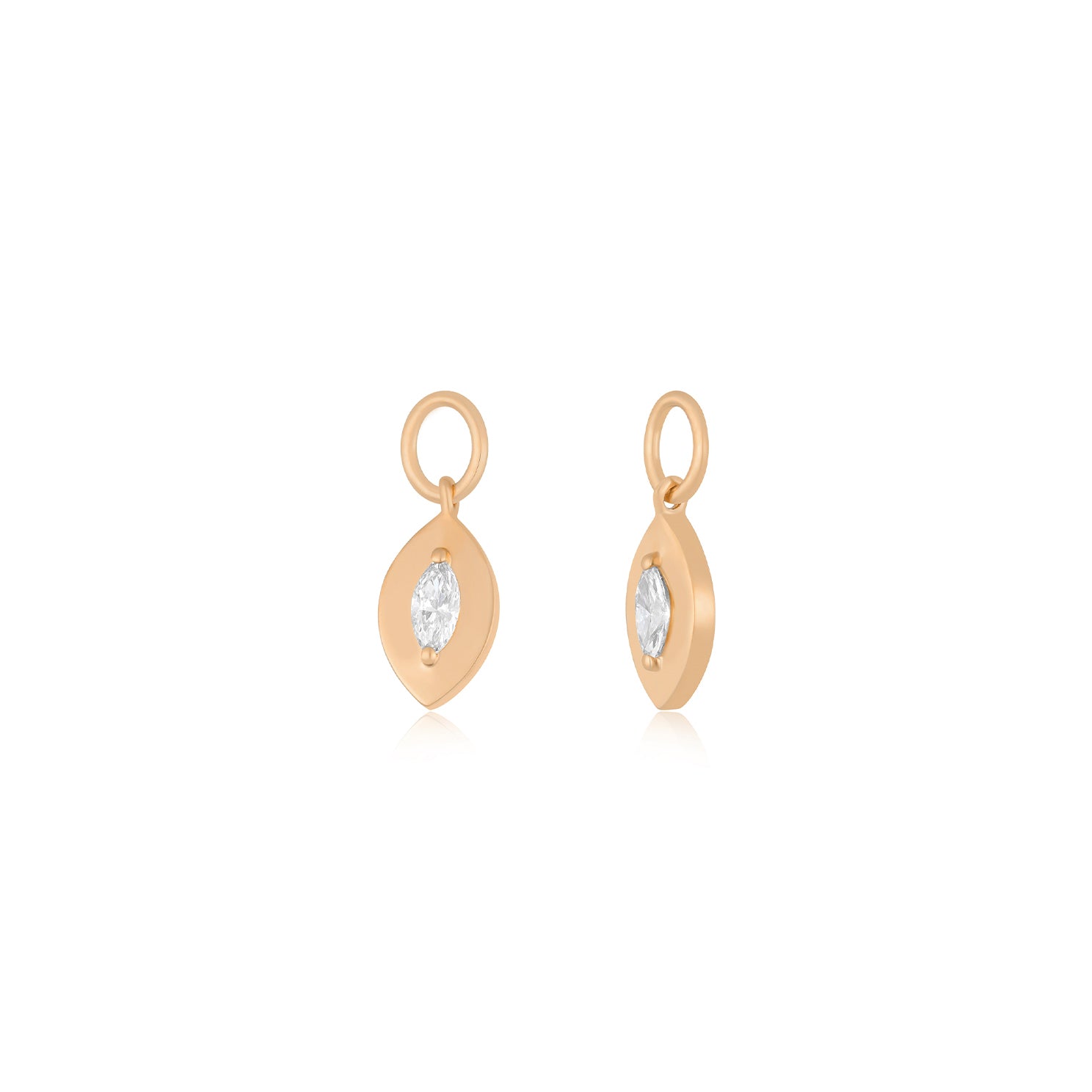 Gold Frame Marquise Diamond Huggie Charm