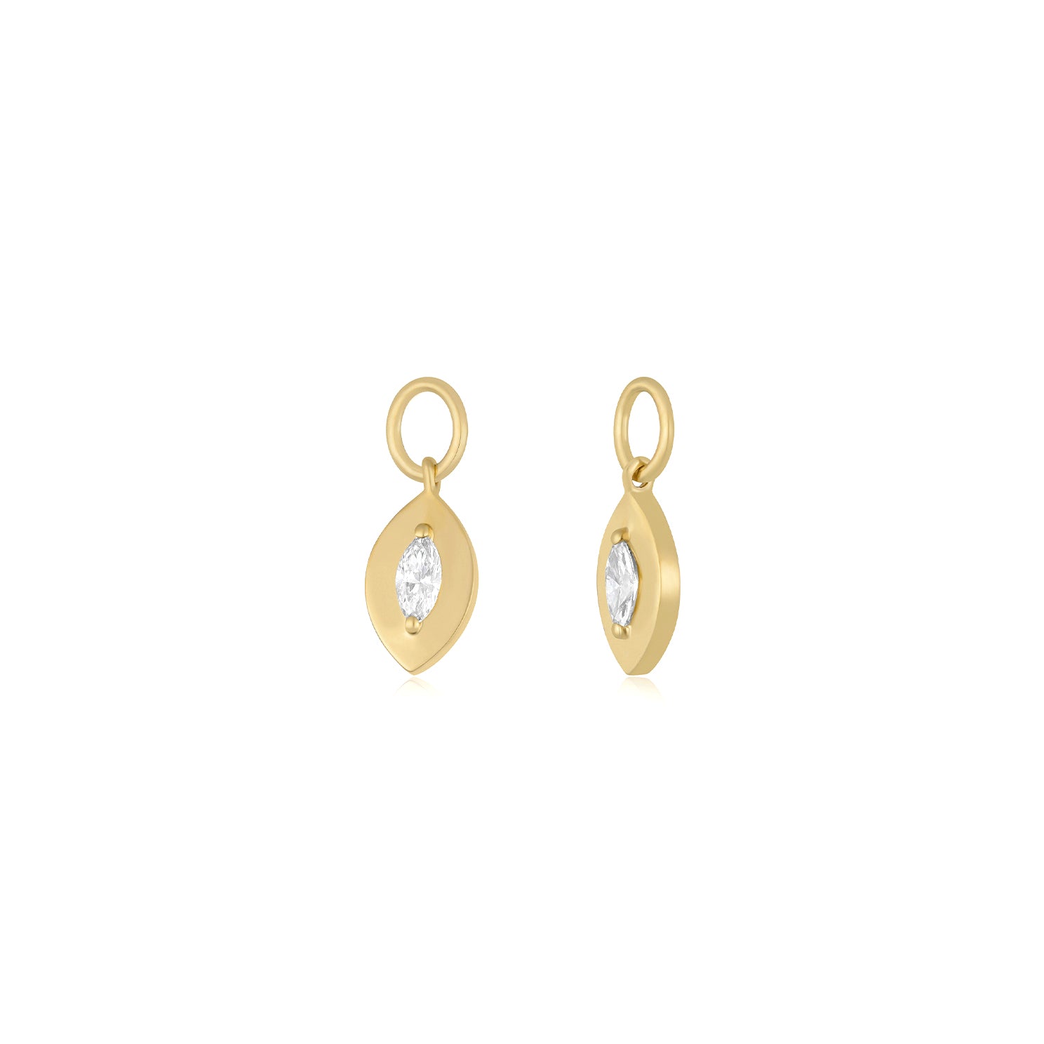 Gold Frame Marquise Diamond Huggie Charm
