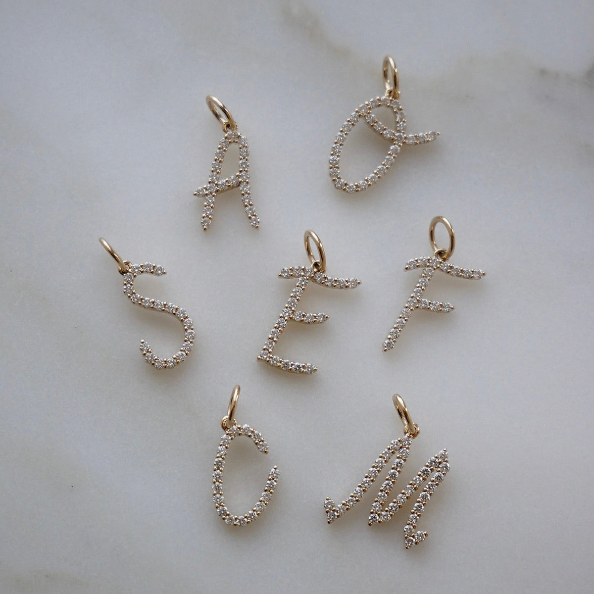 Diamond Script Initial Charm