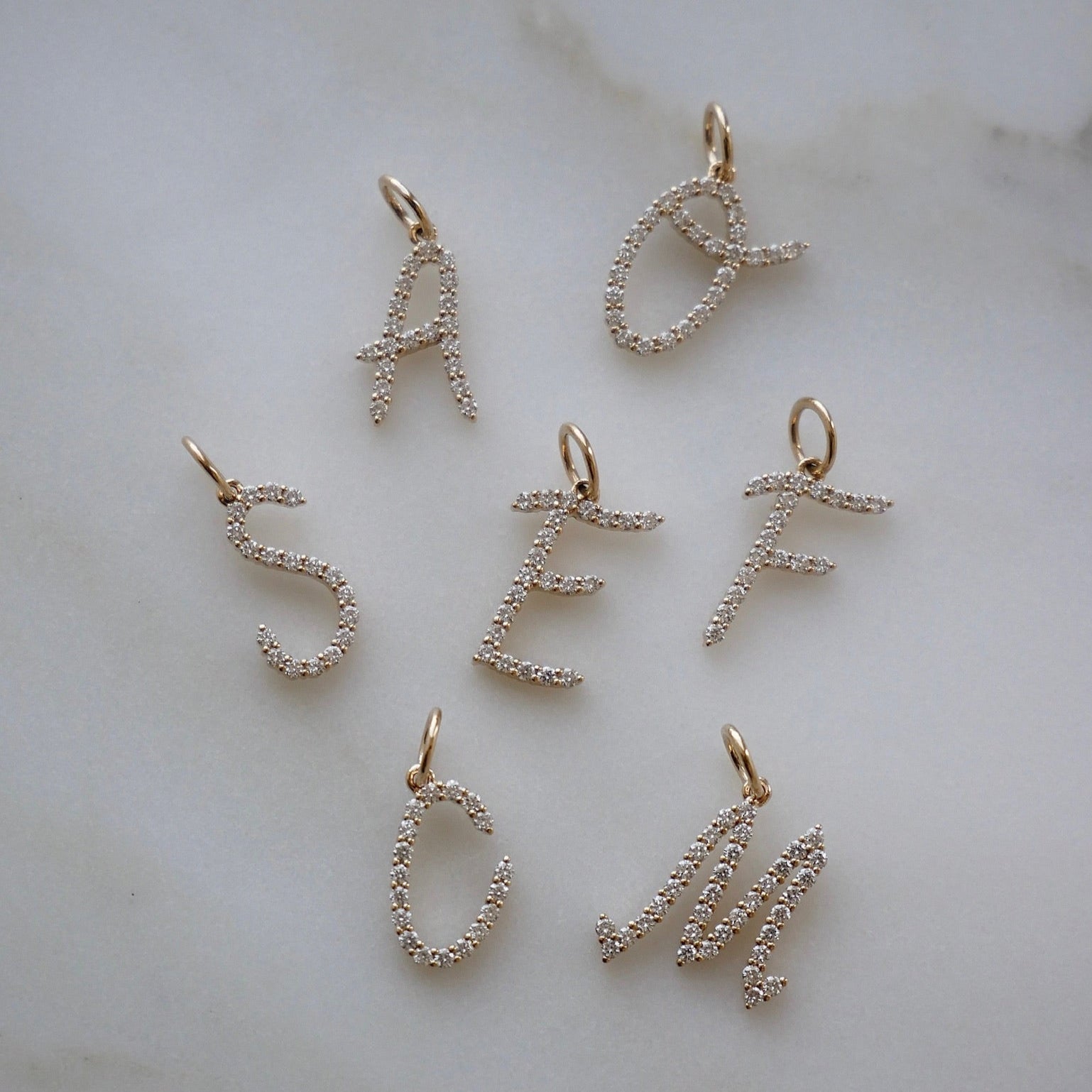 Diamond Script Initial Charm