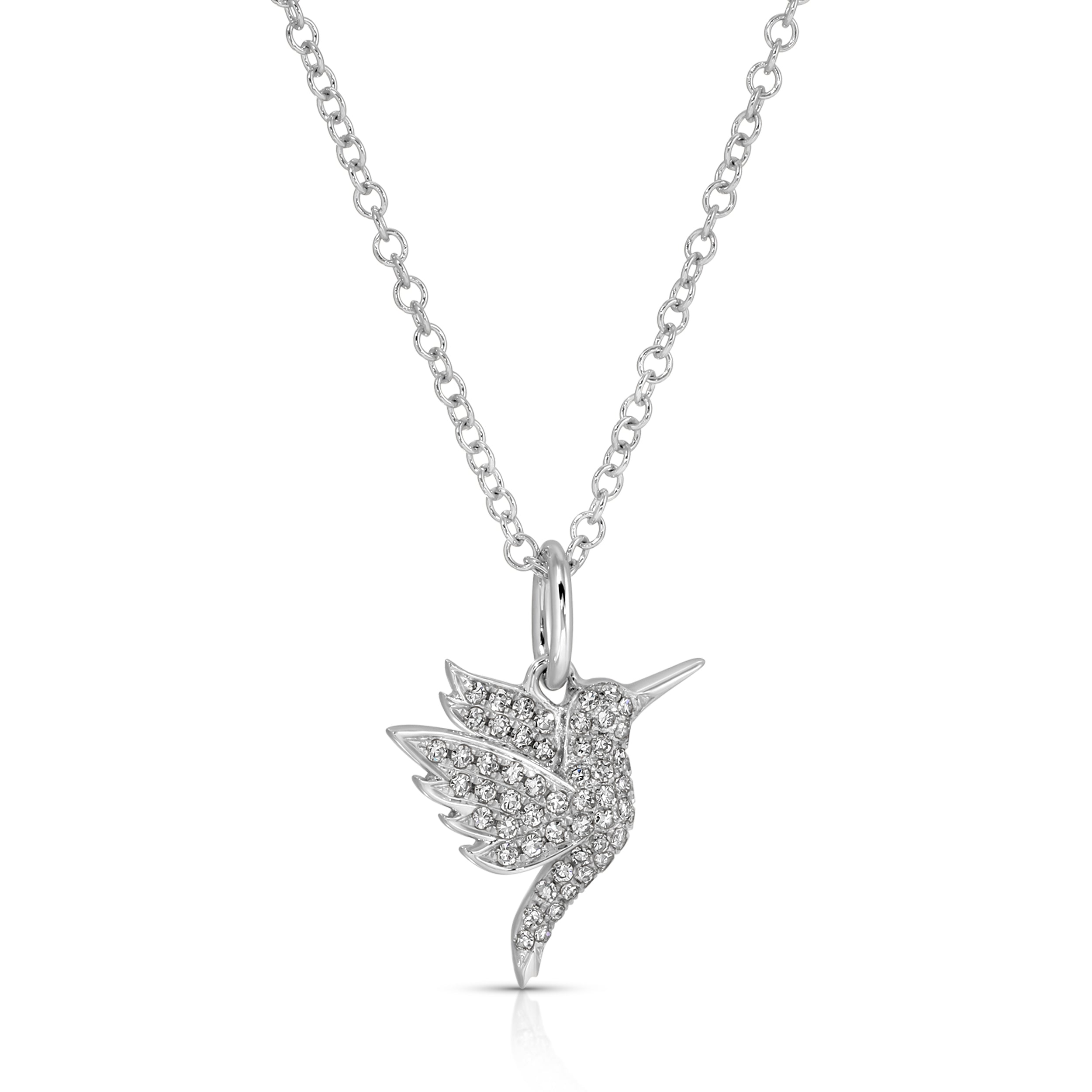 Pavé Diamond Mini Hummingbird Necklace
