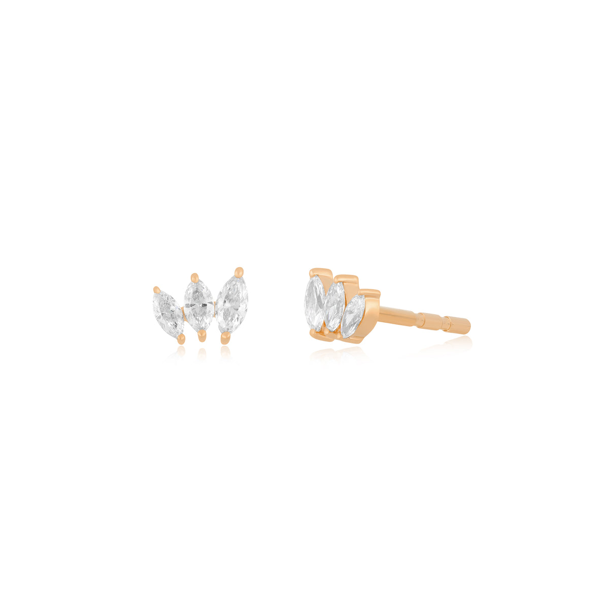 Diamond Marquise Mini Fan Stud Earring