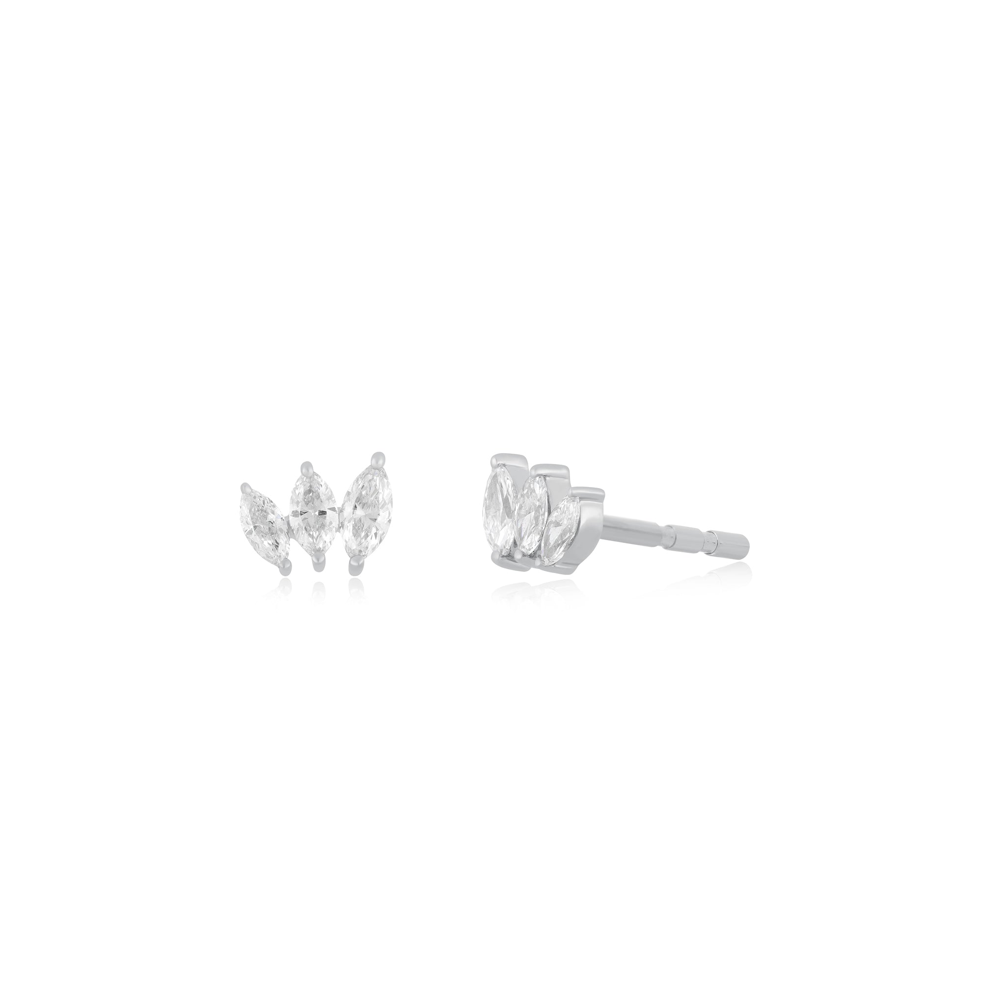 Diamond Marquise Mini Fan Stud Earring