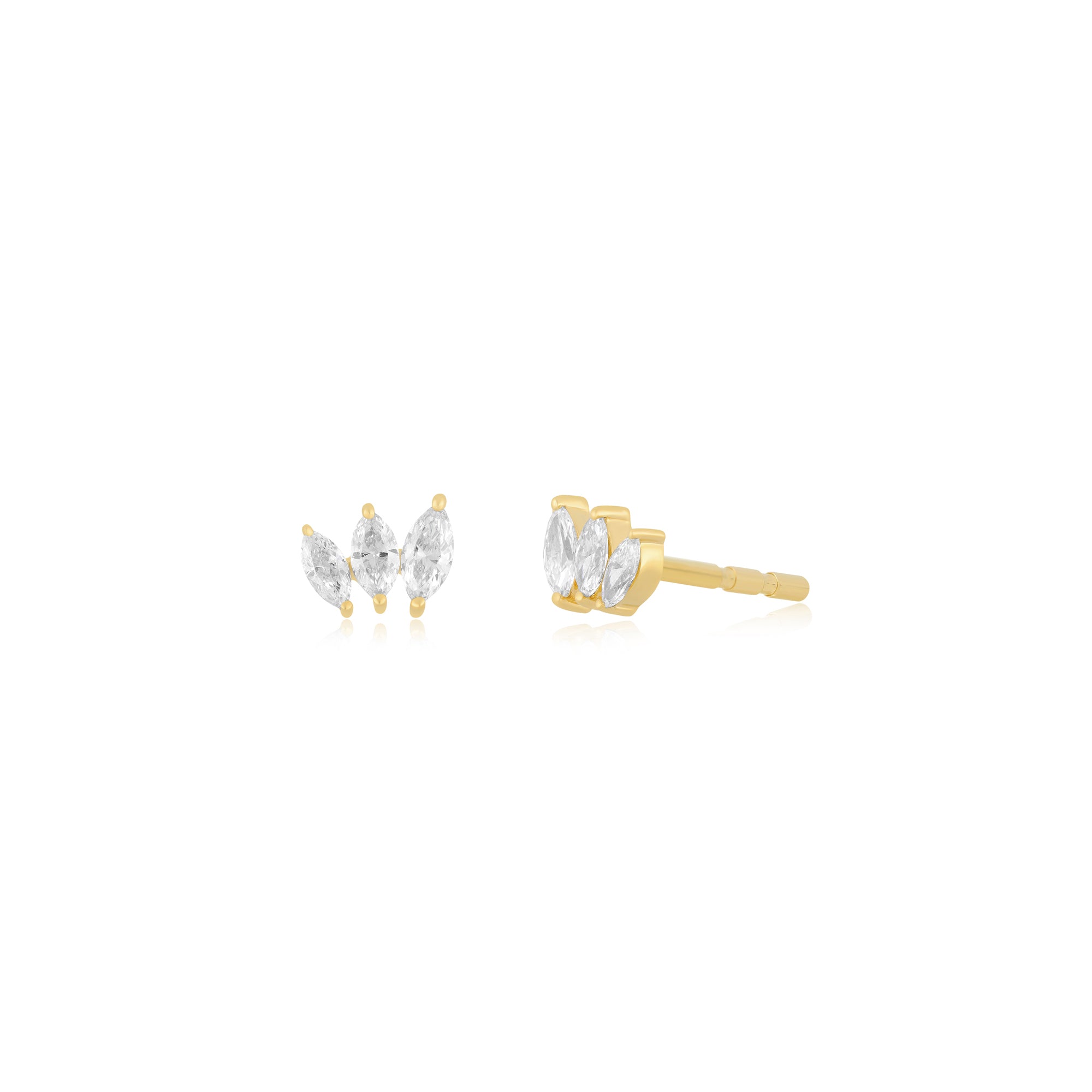 Diamond Marquise Mini Fan Stud Earring