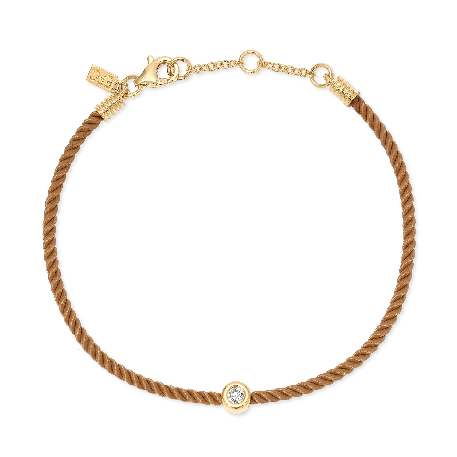 Diamond Pillow Cord Bracelet in Honey 14k Yellow Gold