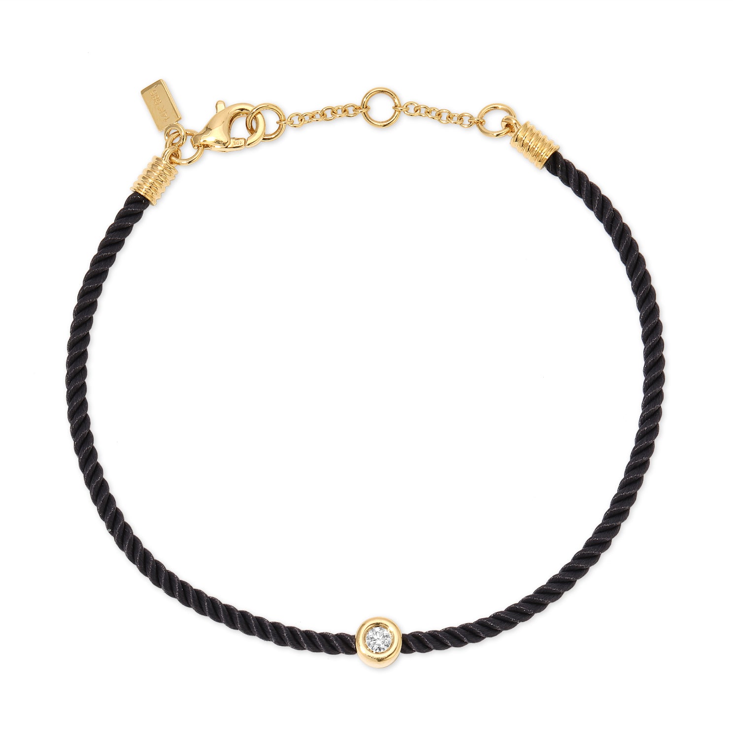 Diamond Pillow Cord Bracelet in Midnight 14k Yellow Gold