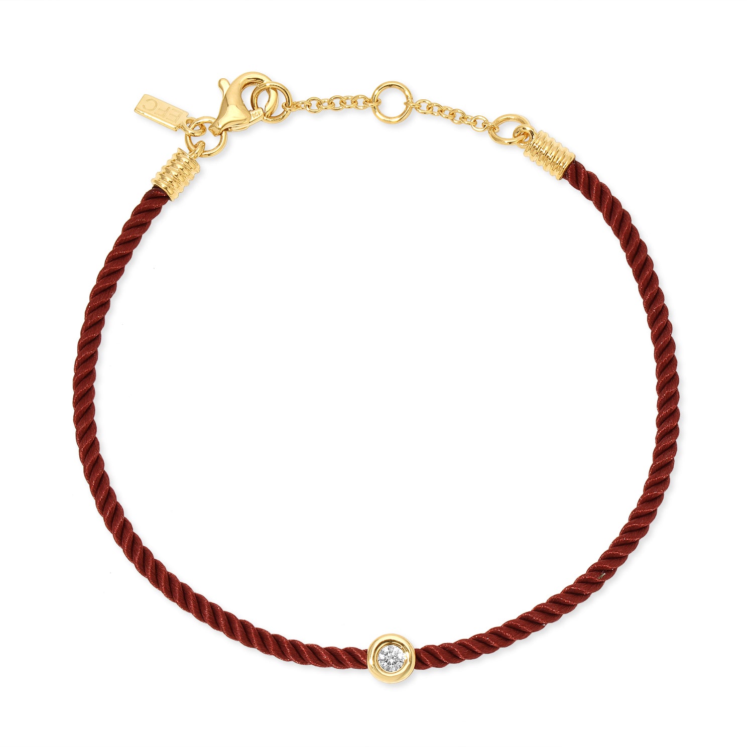 Diamond Pillow Cord Bracelet in Rhubarb 14k Yellow Gold