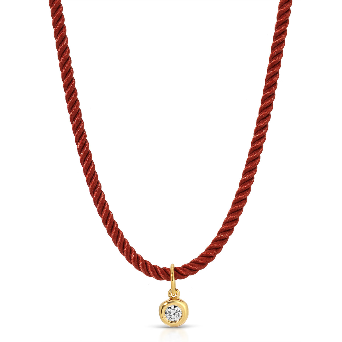 Diamond Pillow Cord Necklace in Rhubarb 14k Yellow Gold 