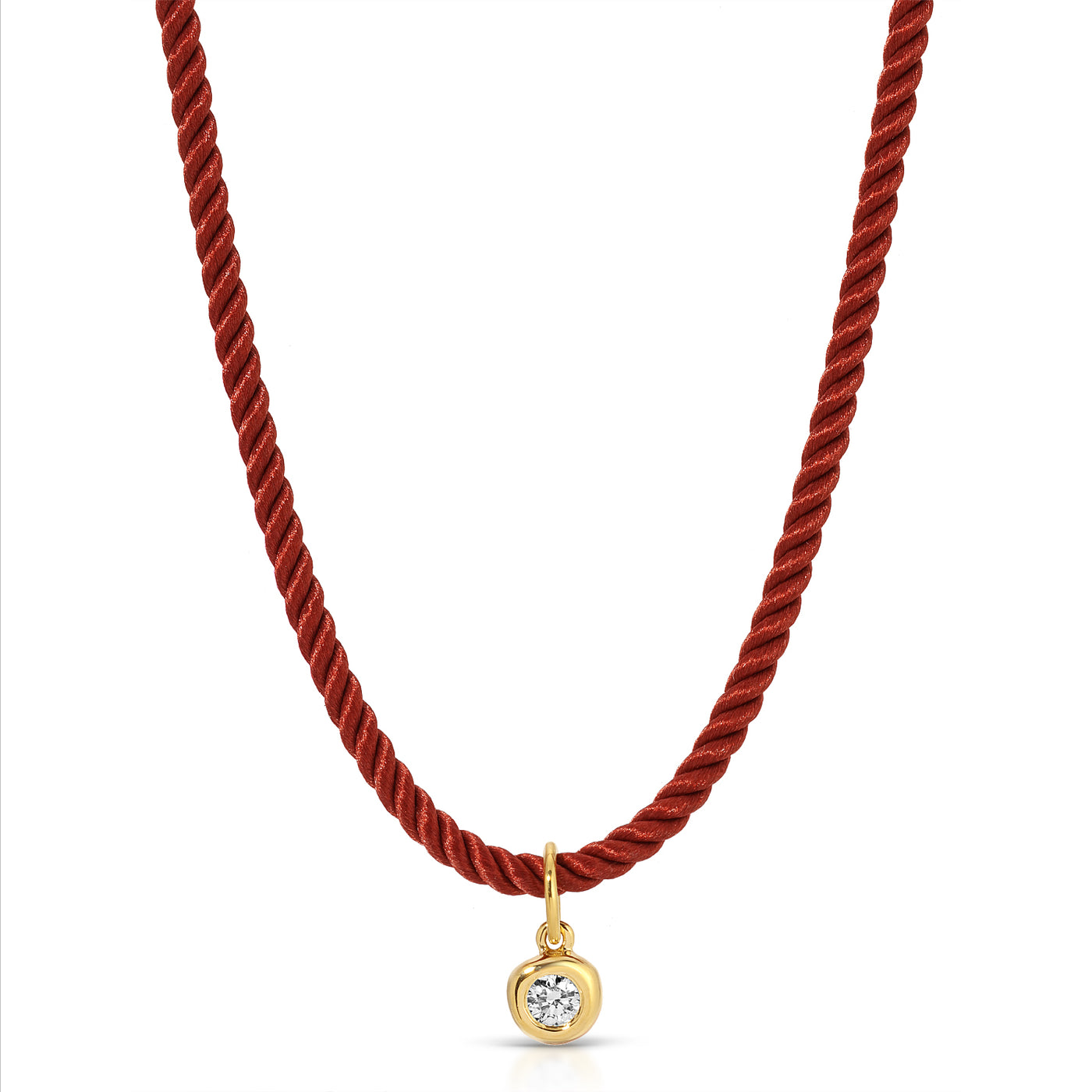 Diamond Pillow Cord Necklace in Rhubarb 14k Yellow Gold 