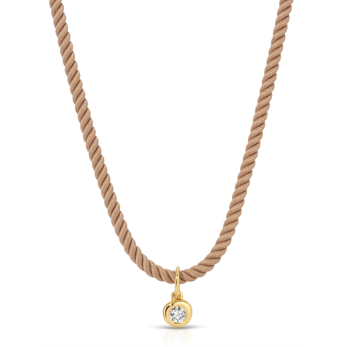 Diamond Pillow Cord Necklace in Sandstone 14k Yellow Gold 