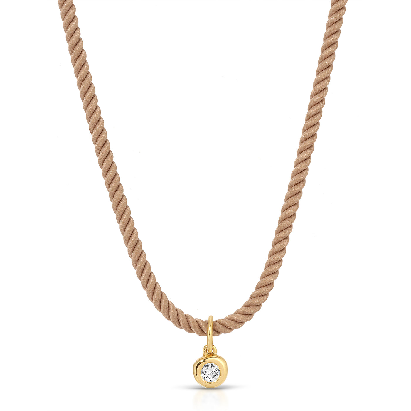 Diamond Pillow Cord Necklace in Sandstone 14k Yellow Gold 