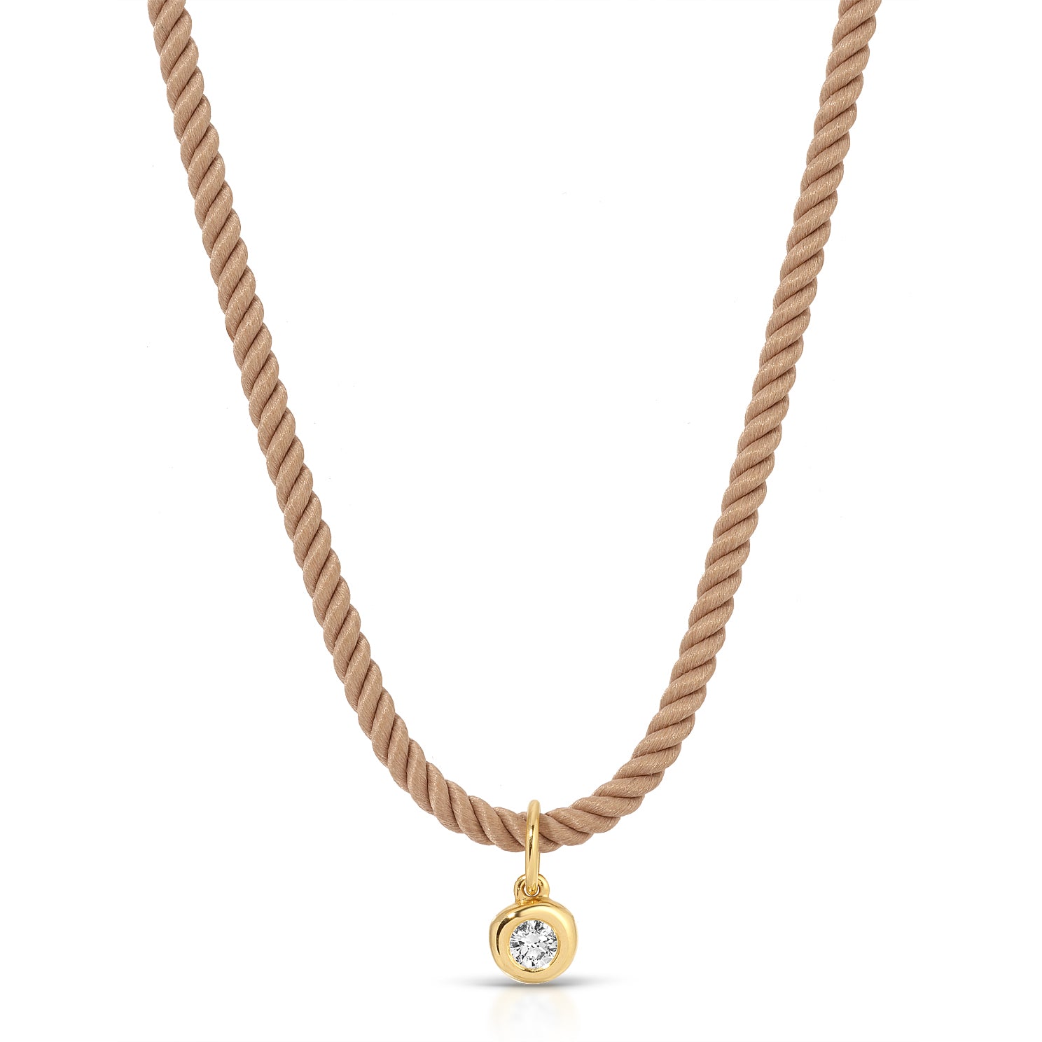 Diamond Pillow Cord Necklace in Sandstone 14k Yellow Gold 