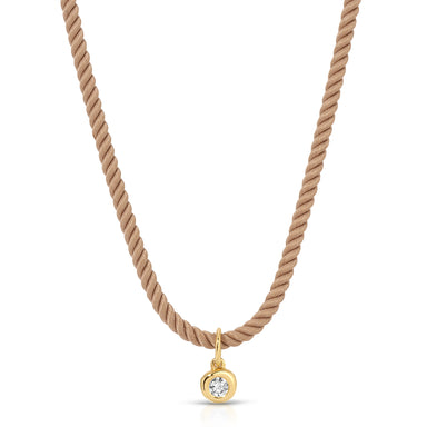Diamond Pillow Cord Necklace in Sandstone 14k Yellow Gold 