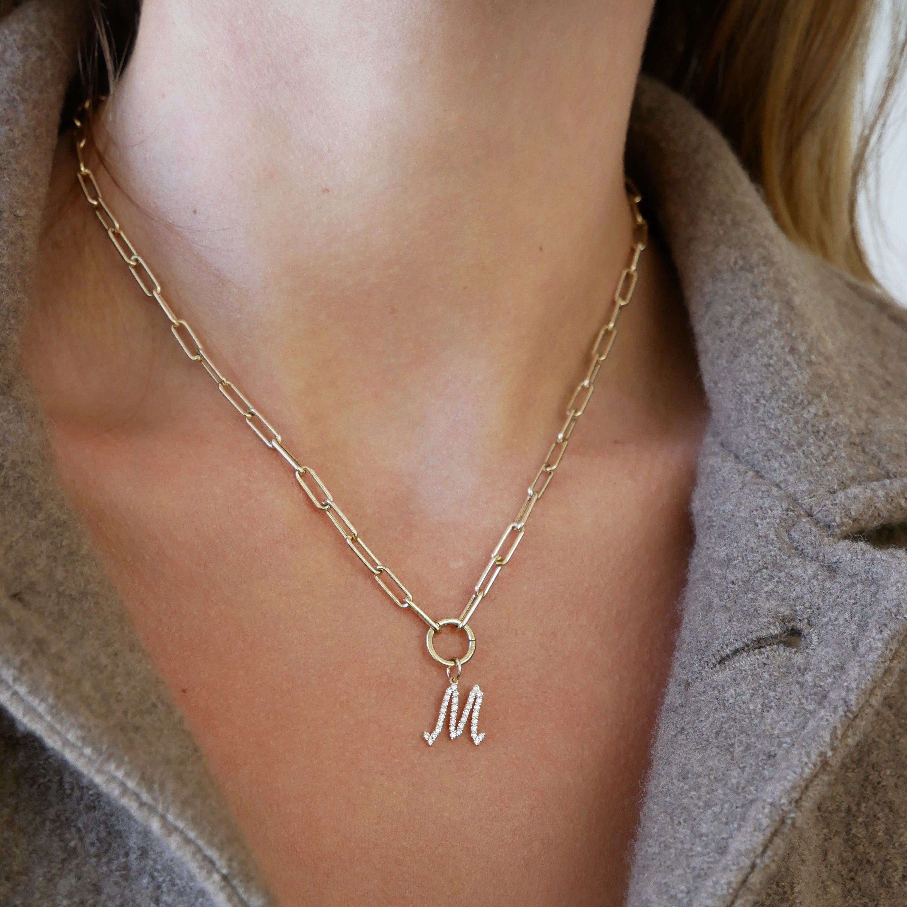 Diamond Script Initial Charm