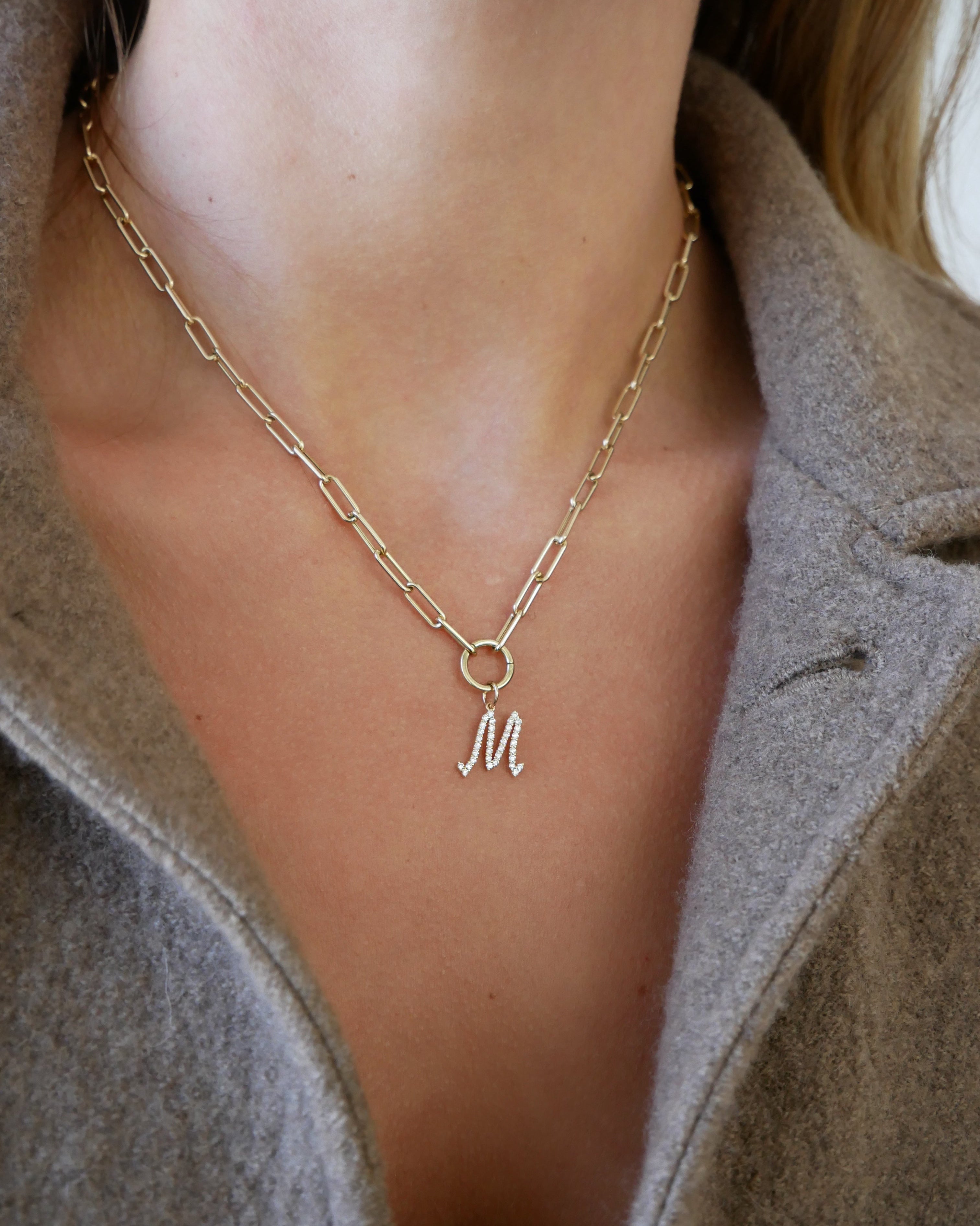 Lola Enhanced Script Initial Chain Necklace