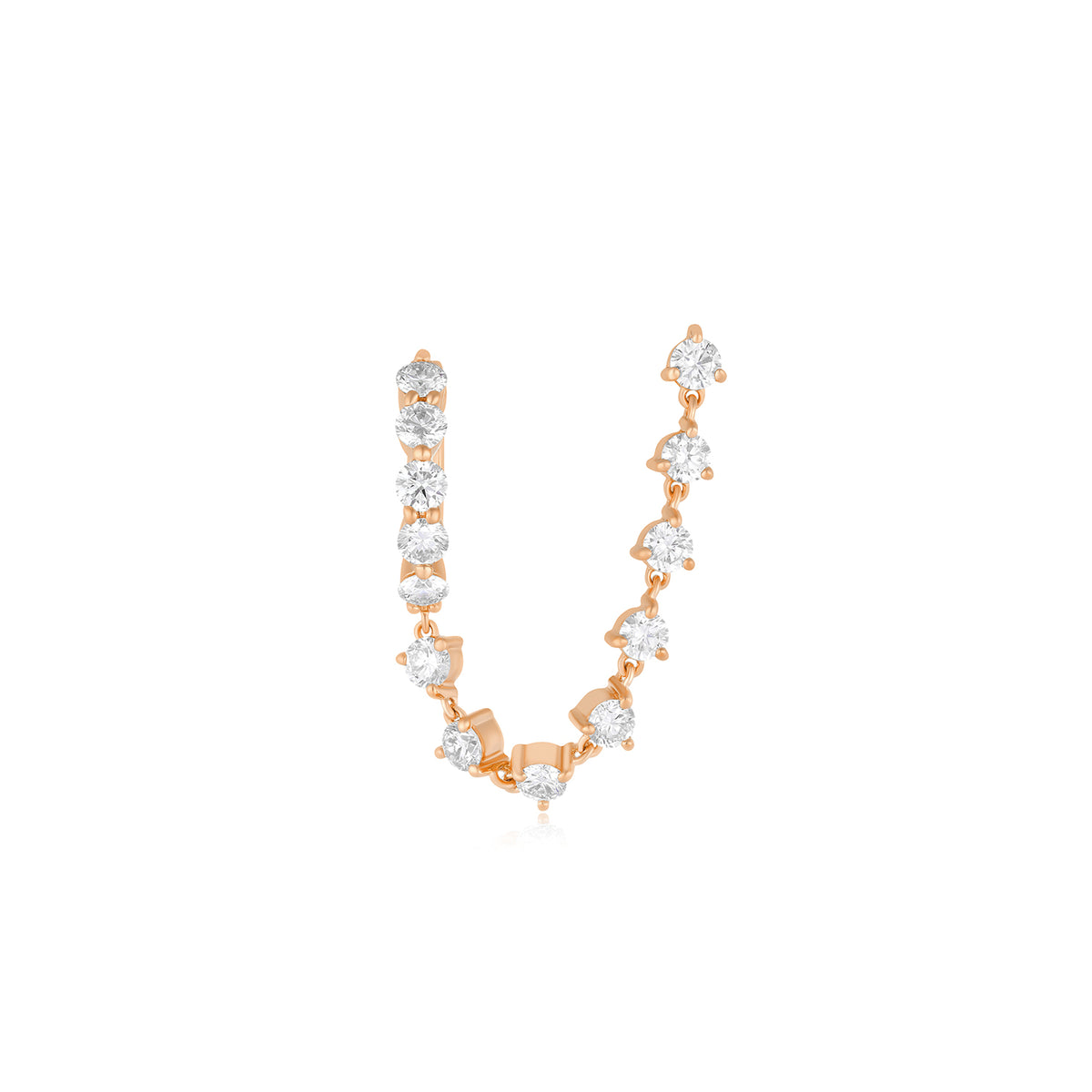 Jumbo Diamond Mini Huggie and Prong Set Chain Stud Earring