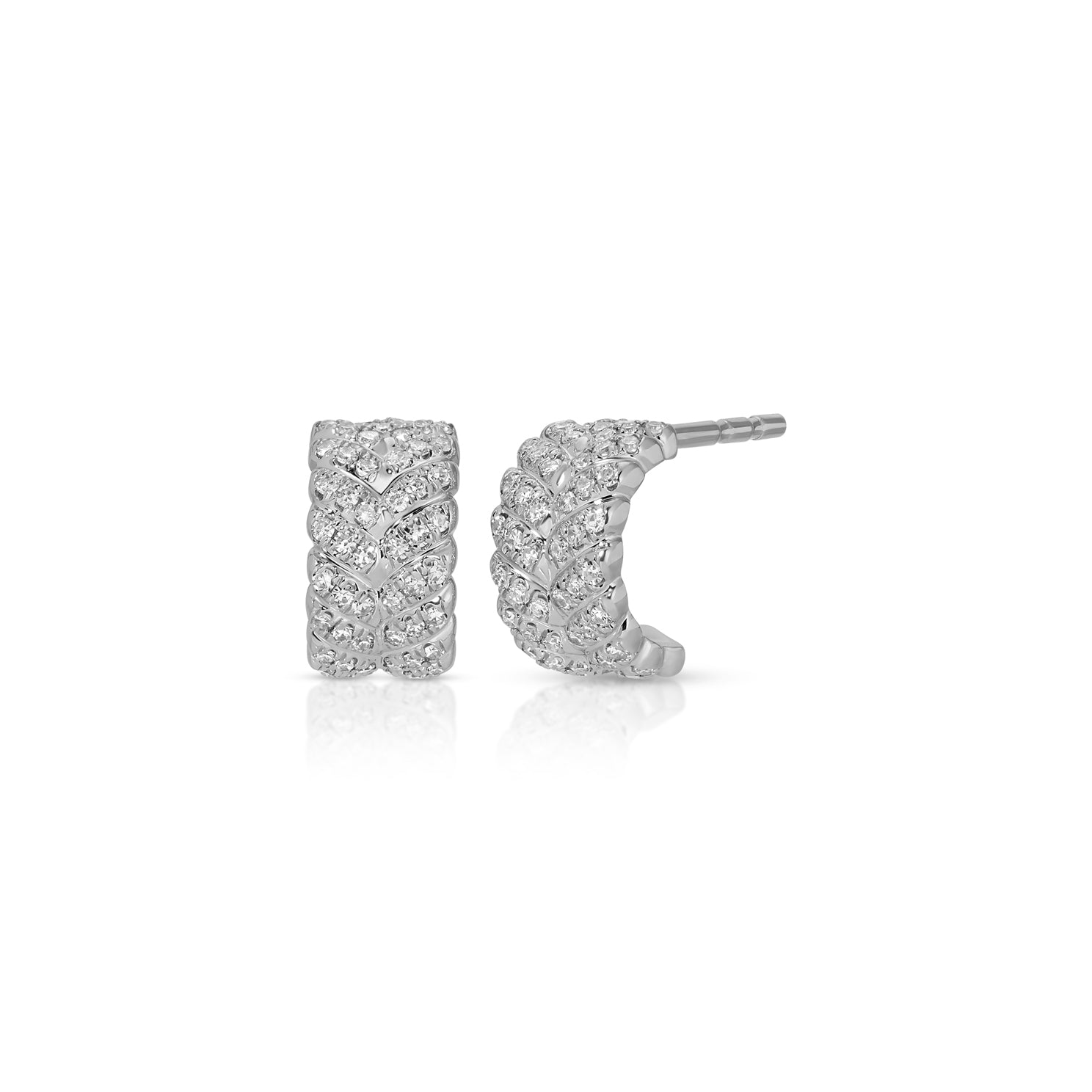 Diamond Herringbone Mini Huggies 14k Gold EF Collection — EF