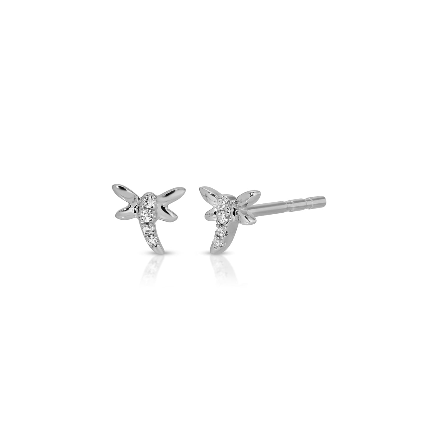 Diamond Mini Dragonfly Stud Earring