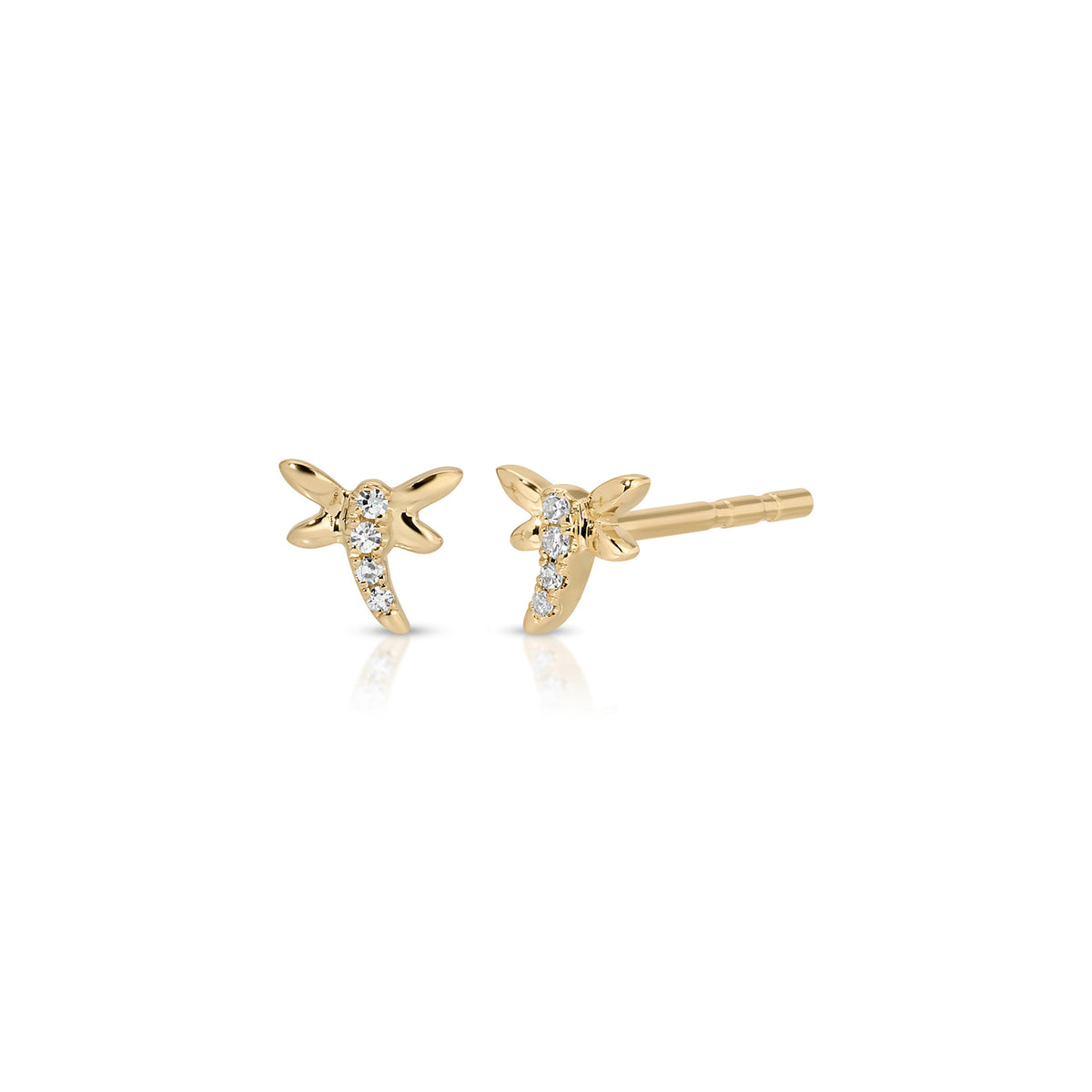 Diamond Mini Dragonfly Stud Earring