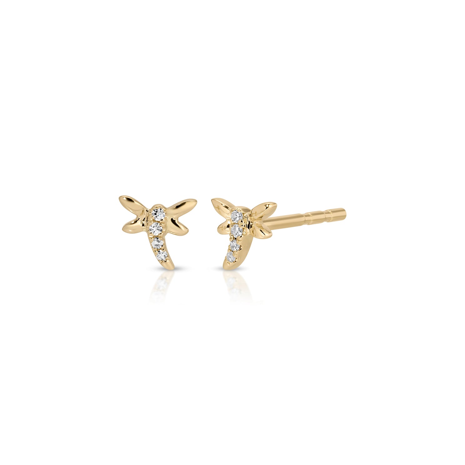 Diamond Mini Dragonfly Stud Earring