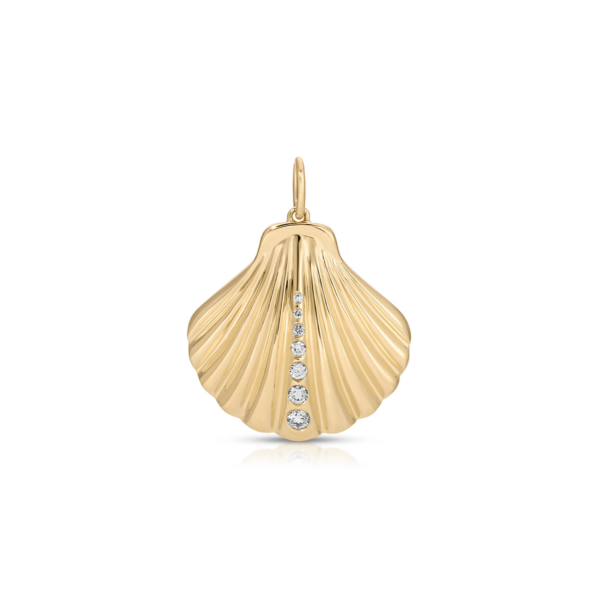 Jumbo Gold and Diamond Shell Charm