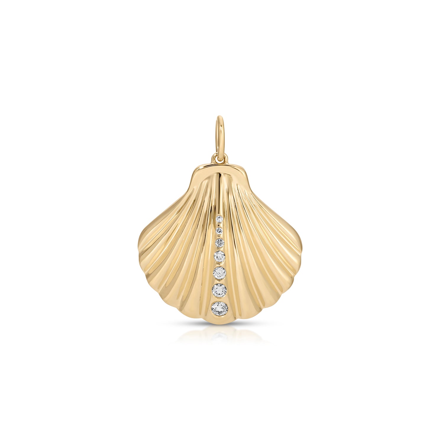 Jumbo Gold and Diamond Shell Charm