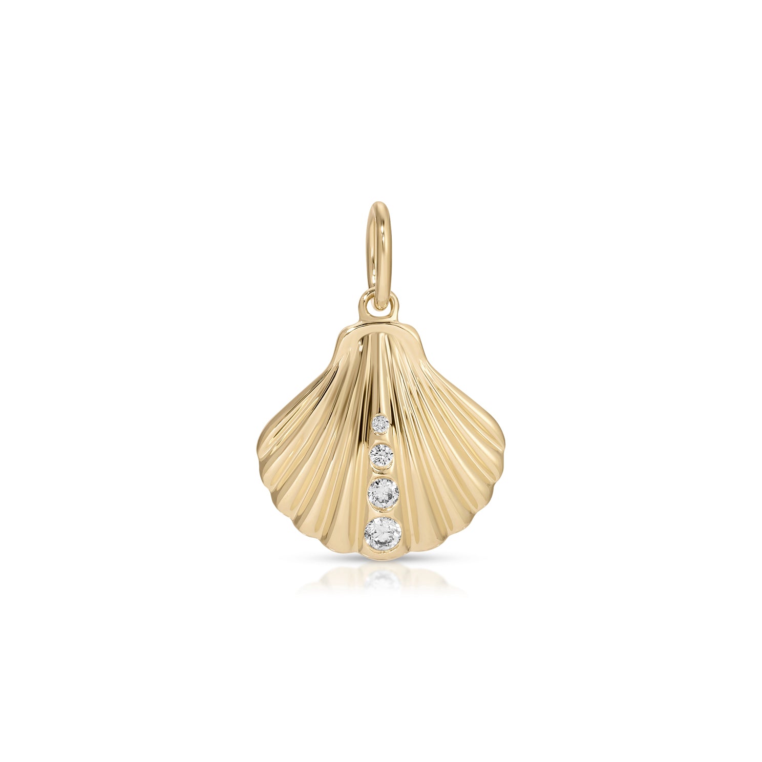 Gold and Diamond Shell Charm