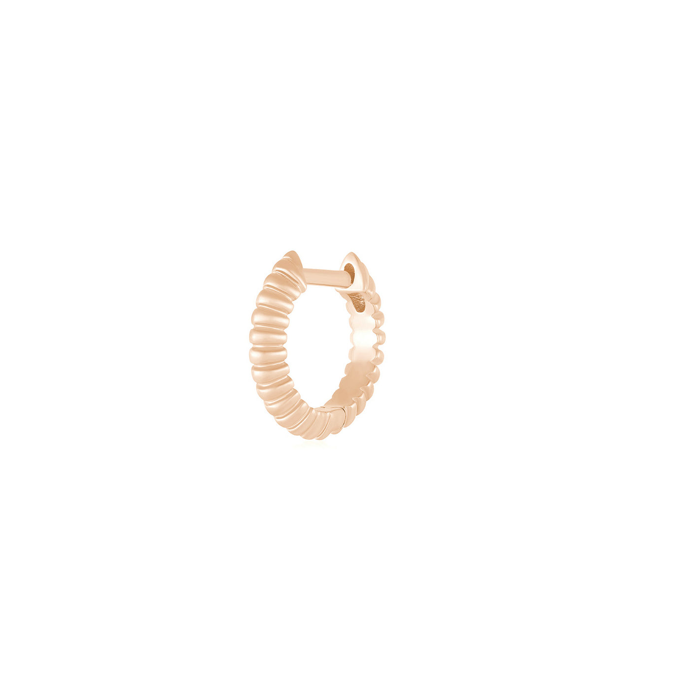 Gold Fluted Knife Edge Mini Huggie Earrings