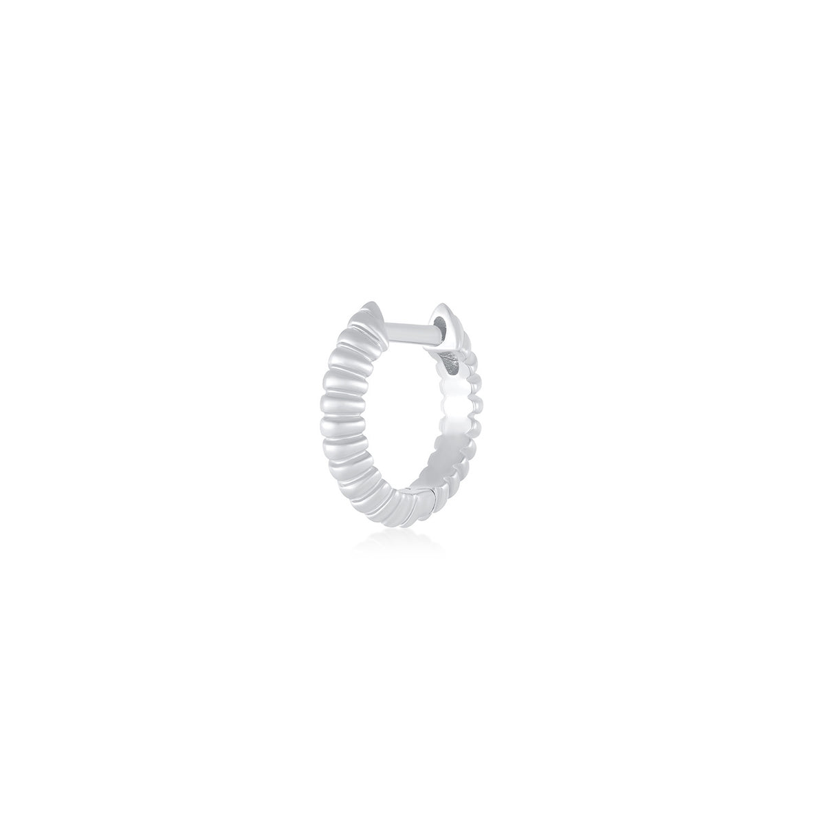 Gold Fluted Knife Edge Mini Huggie Earrings
