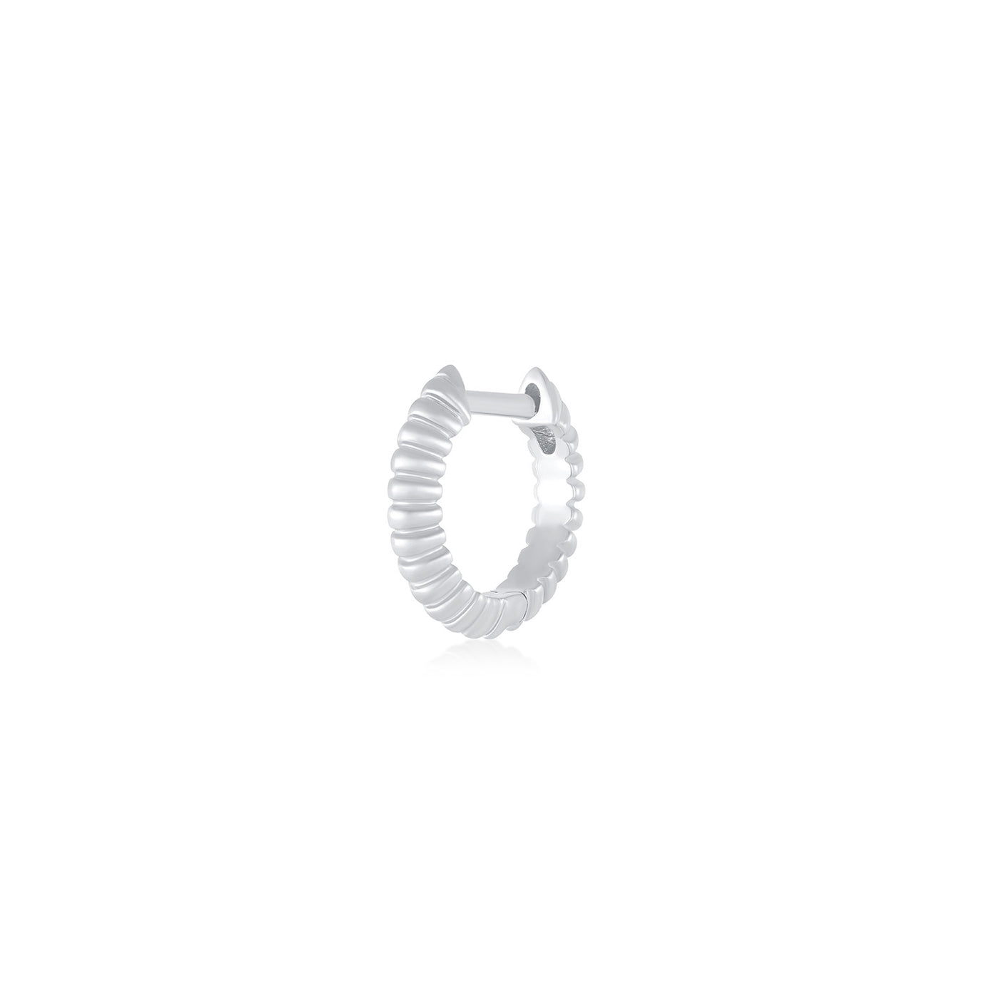 Gold Fluted Knife Edge Mini Huggie Earrings