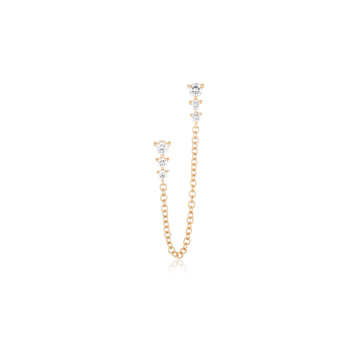 Graduated Diamond Double Chain Stud Earring