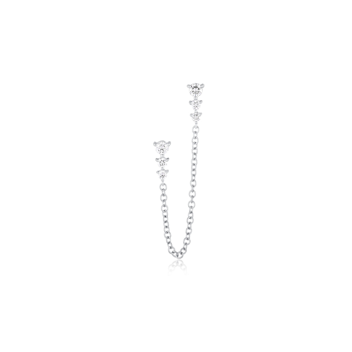 Graduated Diamond Double Chain Stud Earring