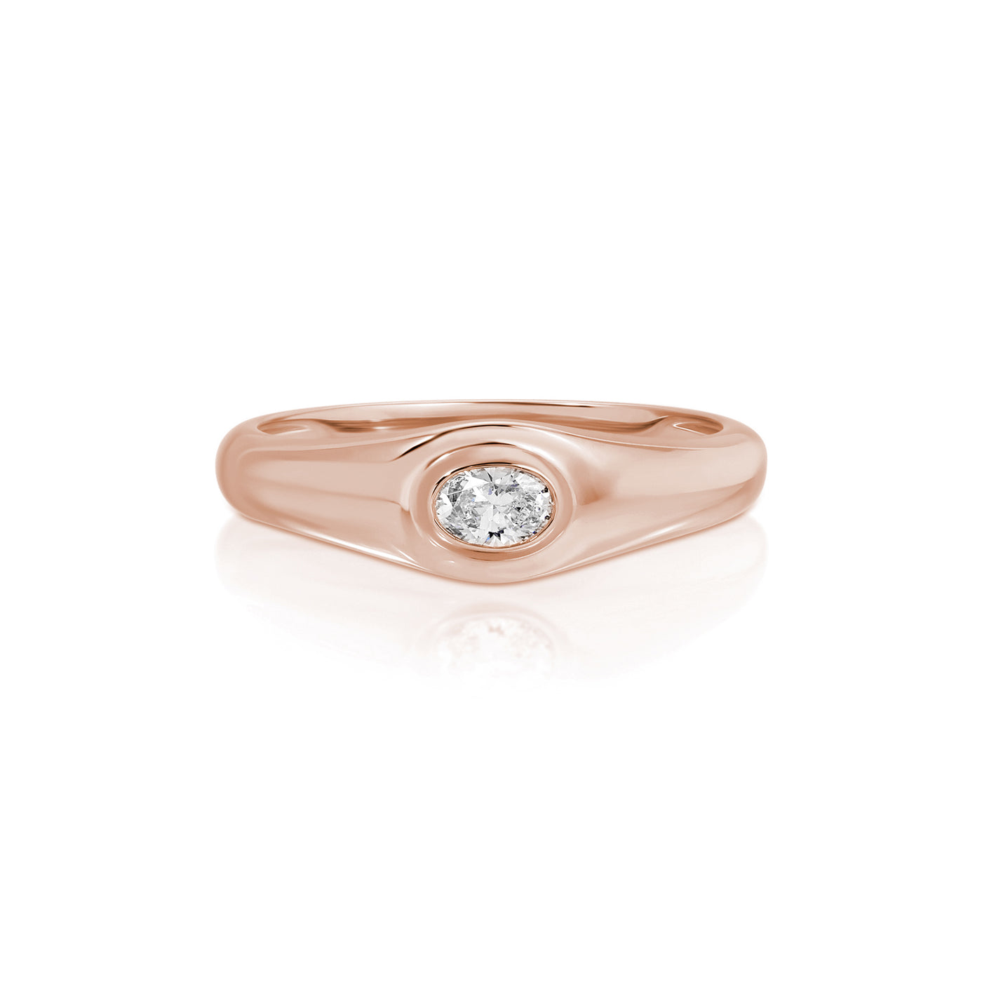 Oval Diamond Signet Ring