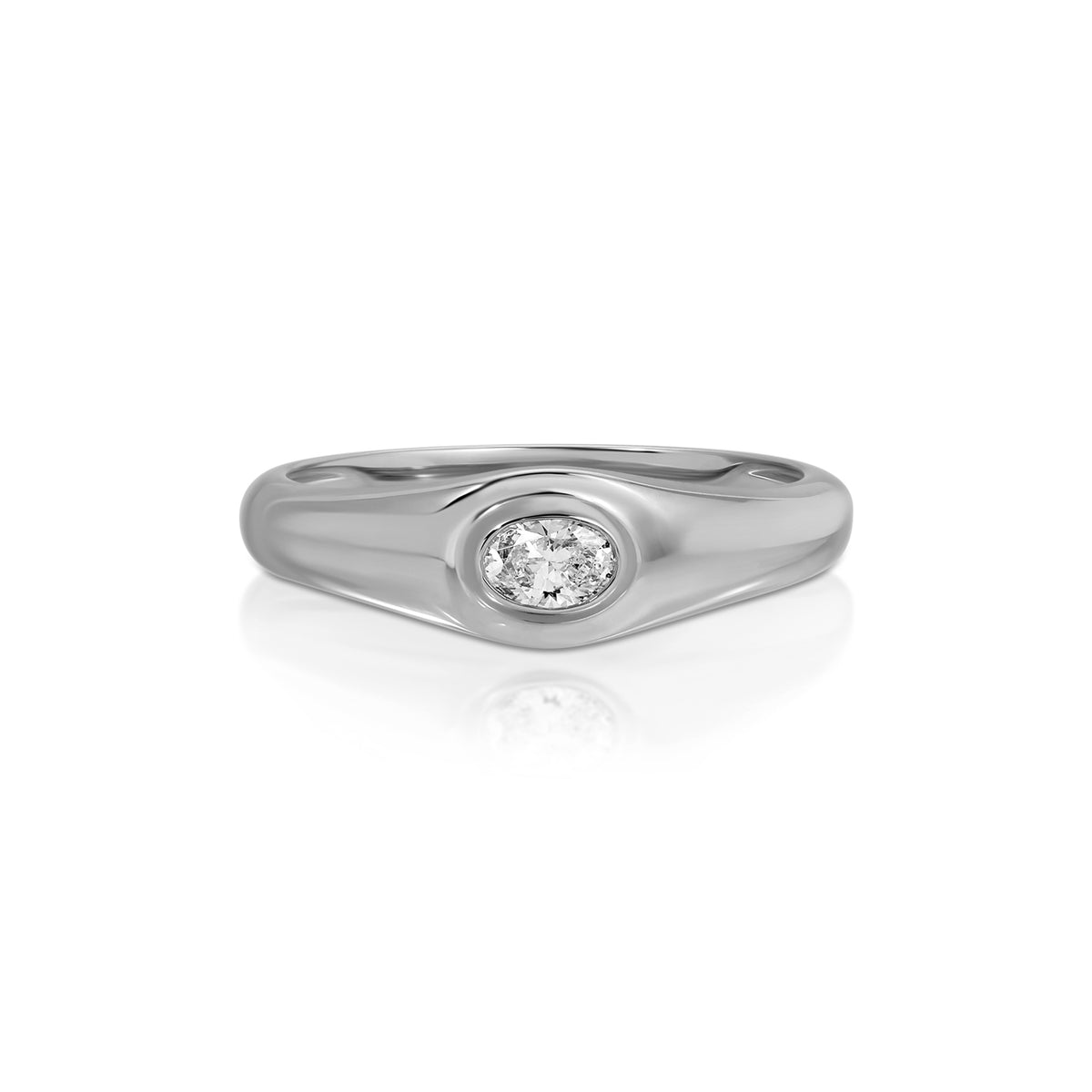Oval Diamond Signet Ring