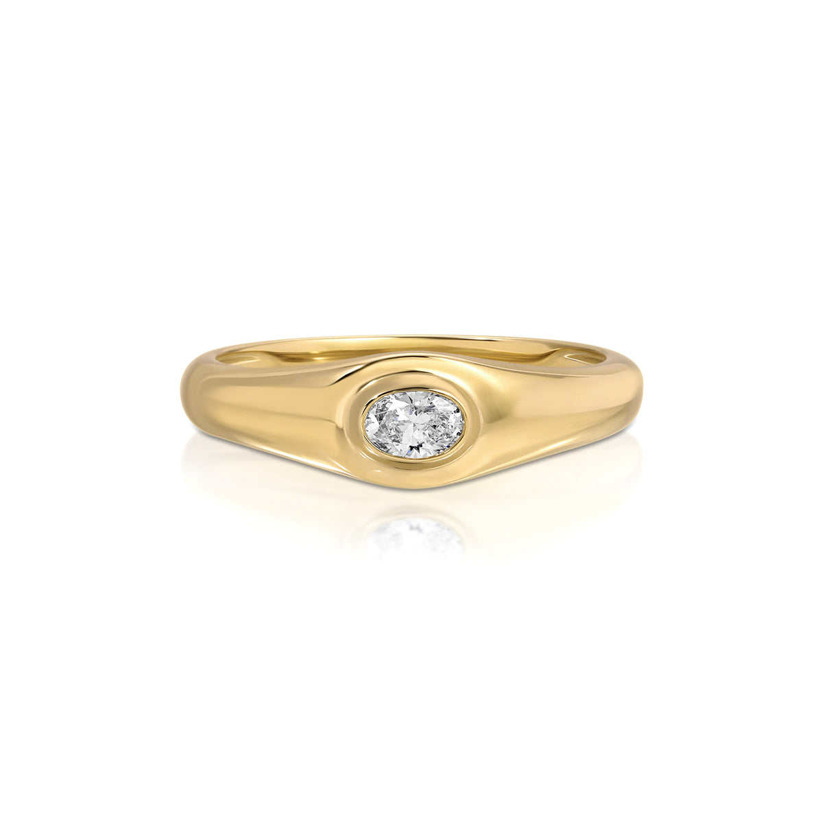 Oval Diamond Signet Ring | 14k Gold | EF Collection — EF Collection®