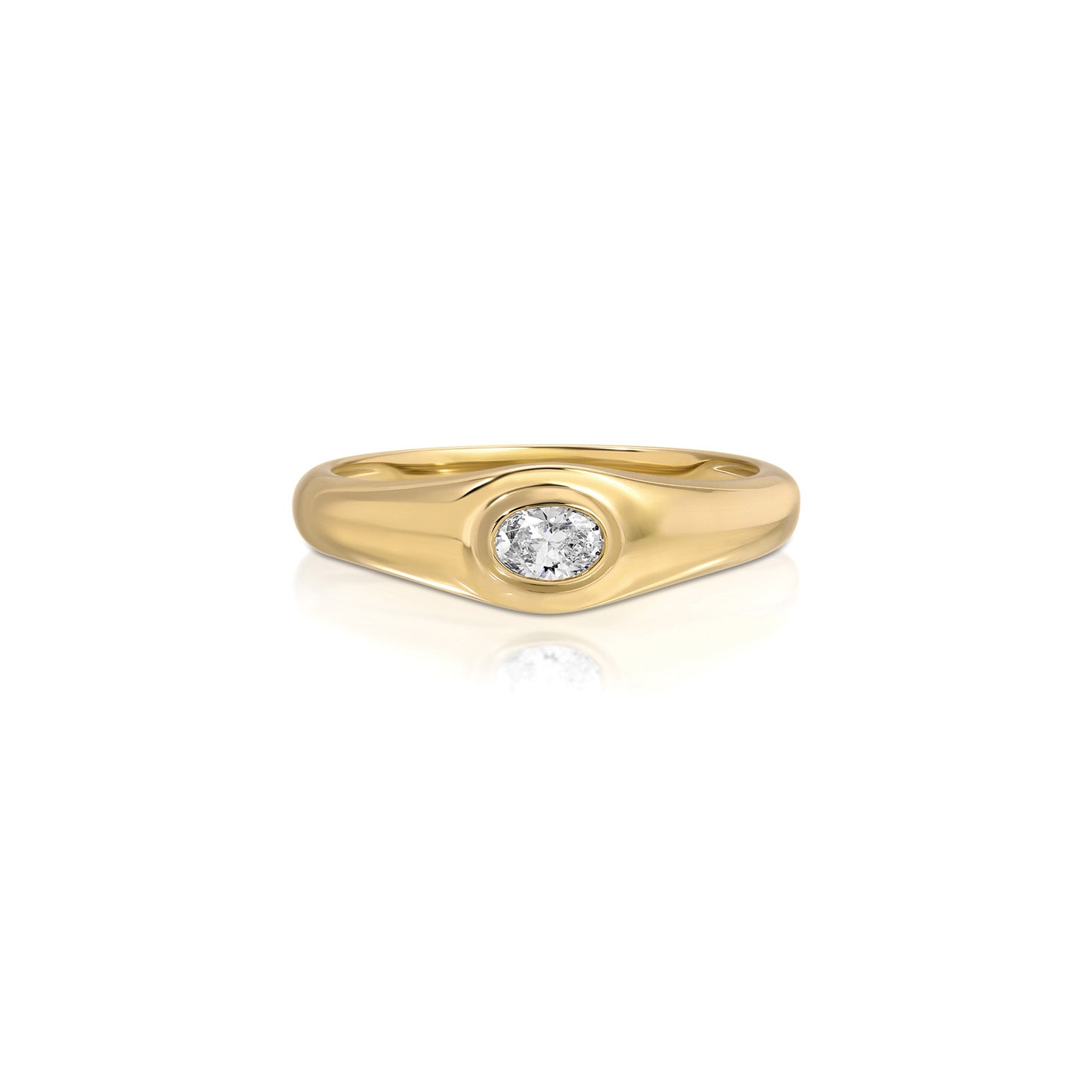 Oval Diamond Signet Ring